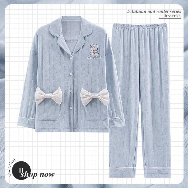 Bộ Mặc Nhà Pyjama, Bộ Ngủ Cổ Bẻ Hàng Qc Chất Liệu Cotton Nâng Cấp Co Giãn Mềm Mại