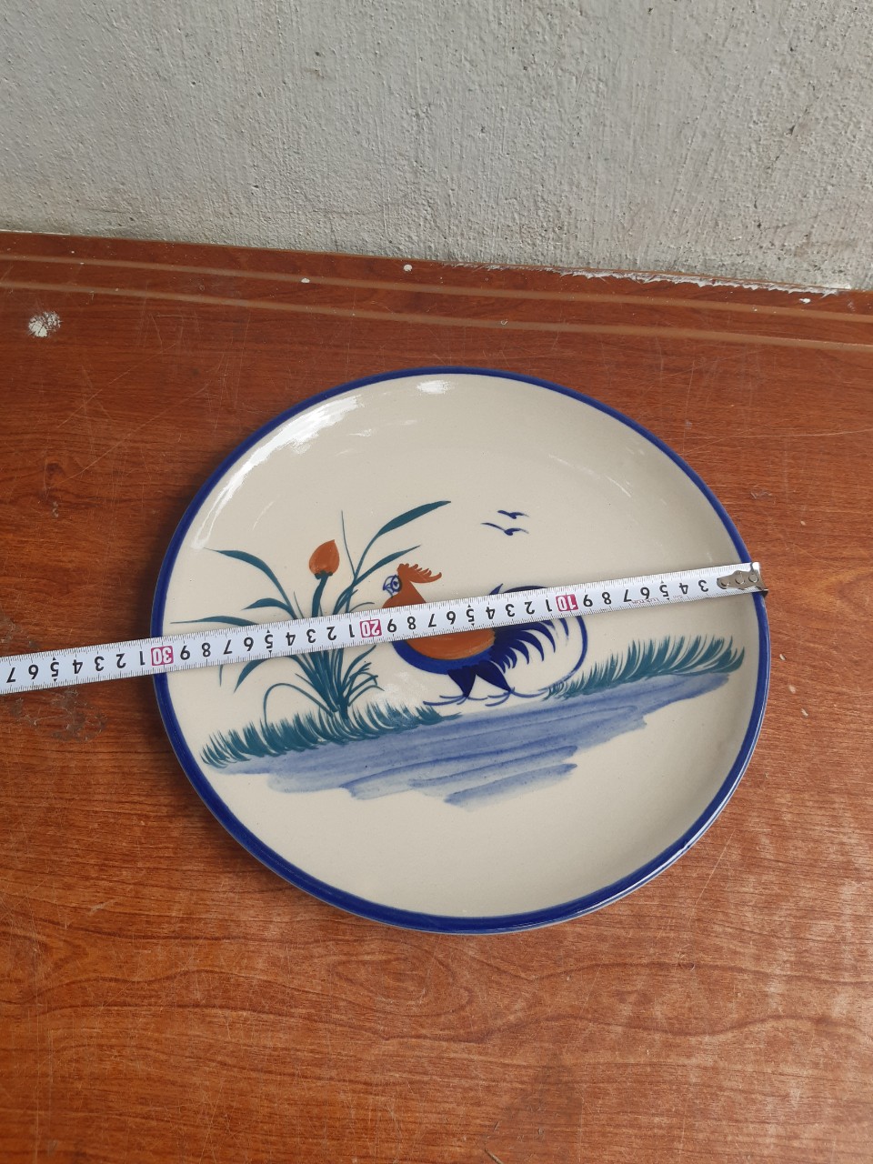 Đĩa con gà vẽ tay loại lớn 30 cm