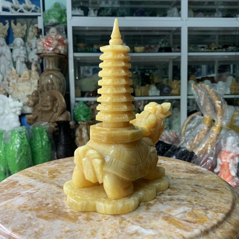 Cụ Long Quy Cõng Tháp Văn Xương Đá Ngọc Hoàng Long - cao 22cm