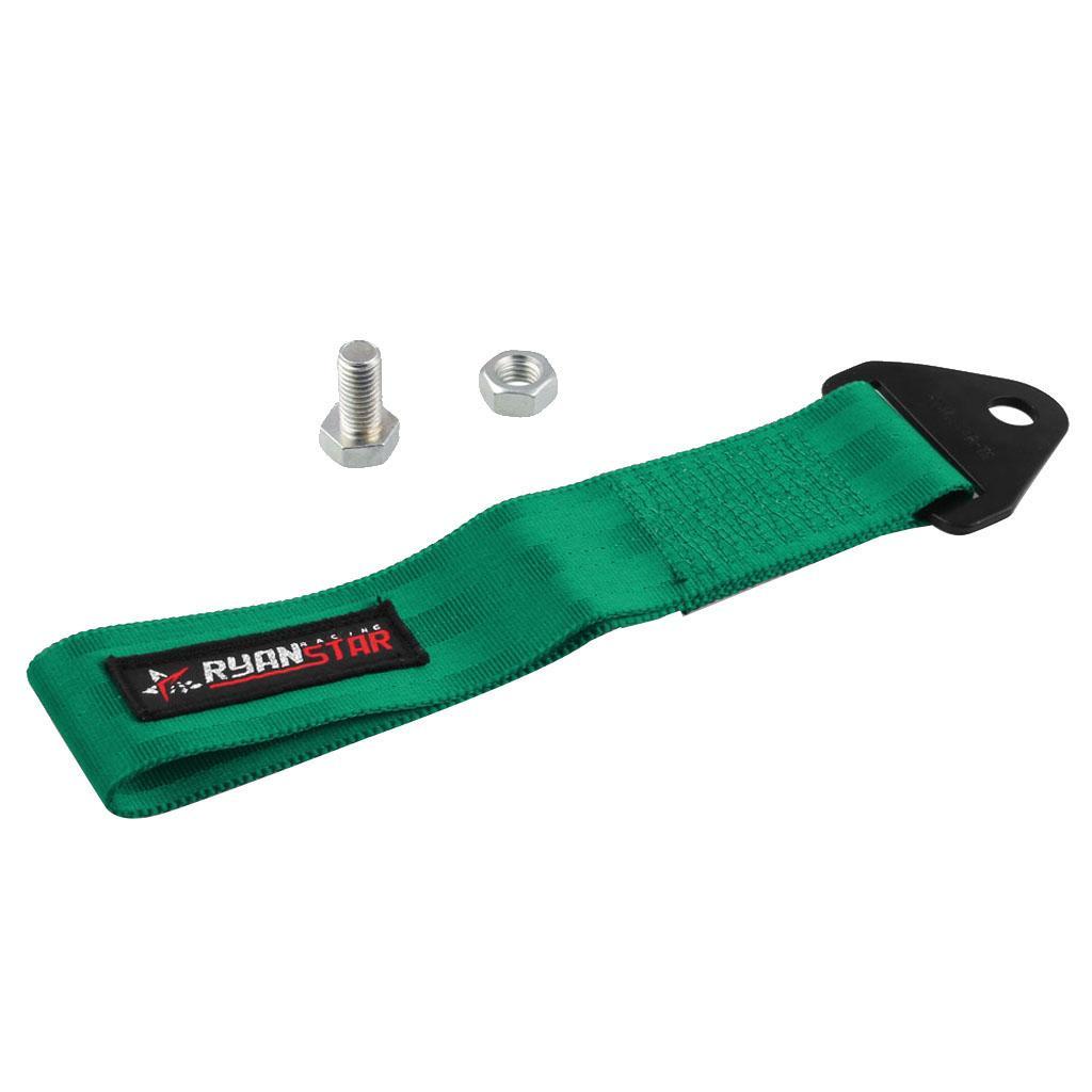 Easy Install  Car Tow Strap Set Front/Rear Bumper Hook Green