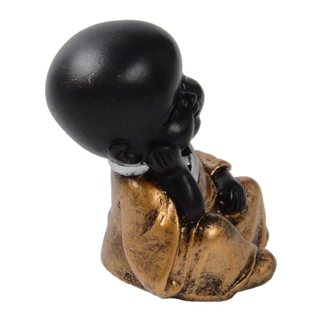 3X Resin Small Buddha Statue Monk Figurine Tea pet Ornaments Style01