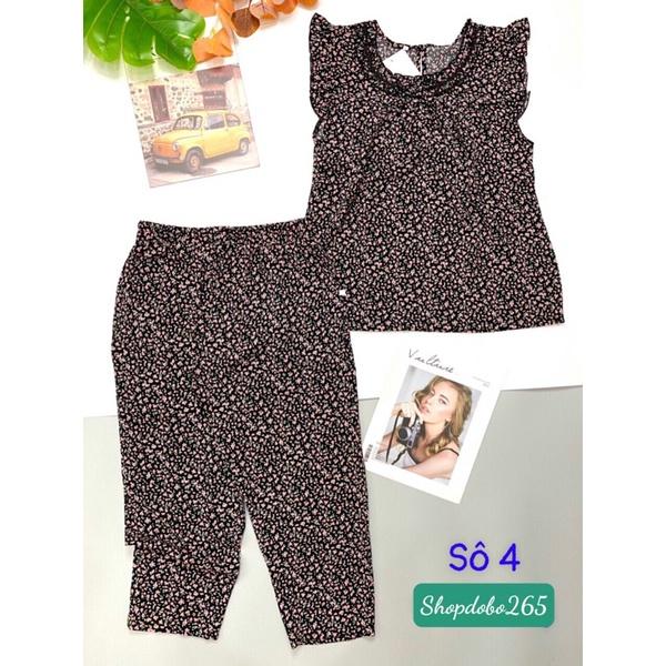 Đồ bộ nữ,đồ ngủ mặc nhà lửng 9 tấc vải lụa mango BL 54 họa tiết hoa nhí siêu cute size đại 61-70kg