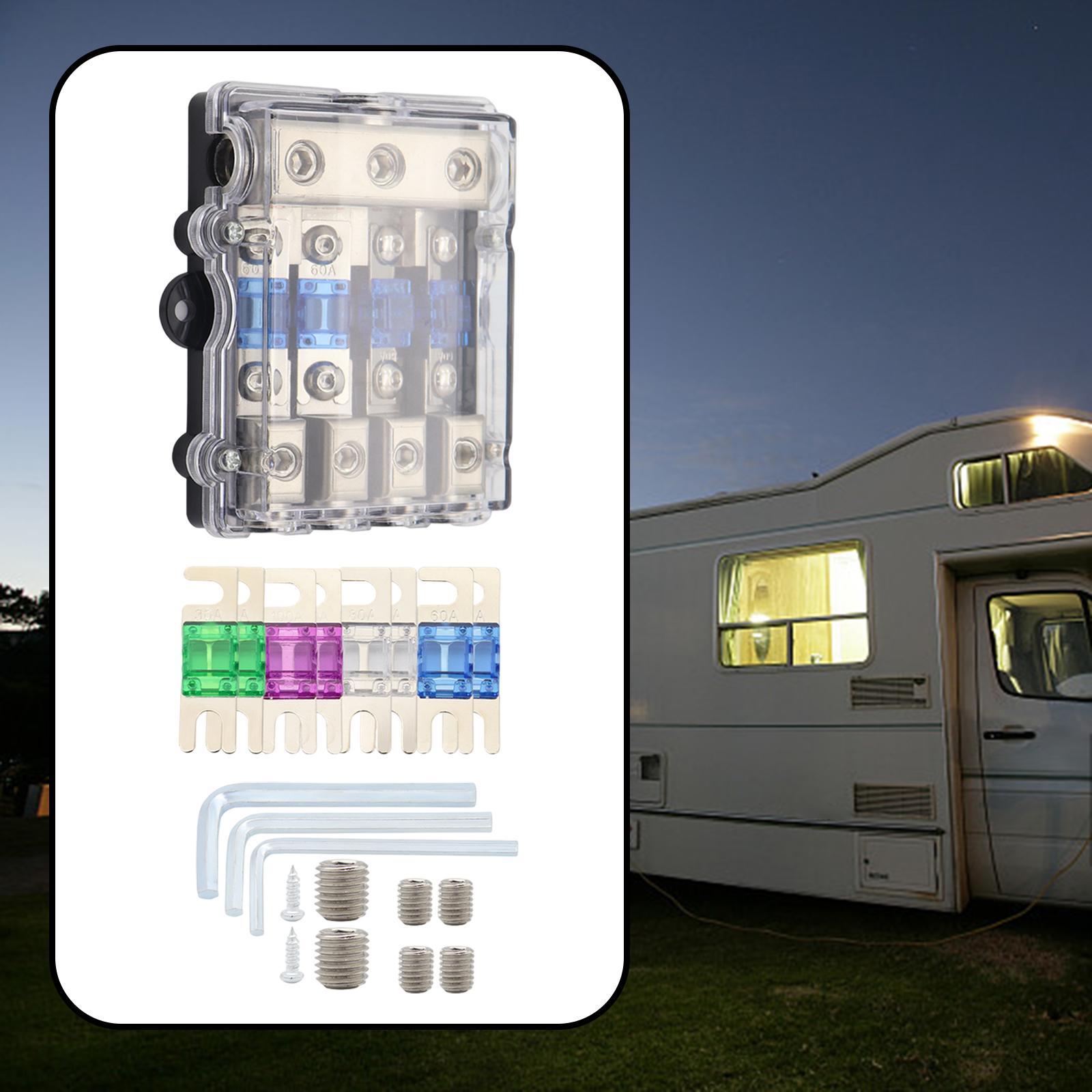 Fused Power Distribution Block Set Fuse Box Anl Fuse Holder Automotive Accessories for Auto Boat Stereo Amp Replacements