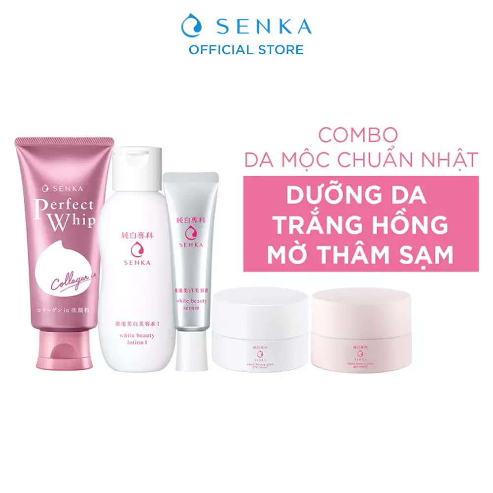 Bộ 5 Sản Phẩm Dưỡng Trắng & Sáng Hồng Da Senka 