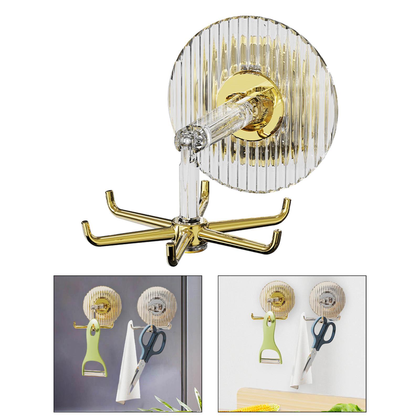 2x 360° Rotating Hooks Punch Free Office Modern Hanging Utensil Holder Hooks