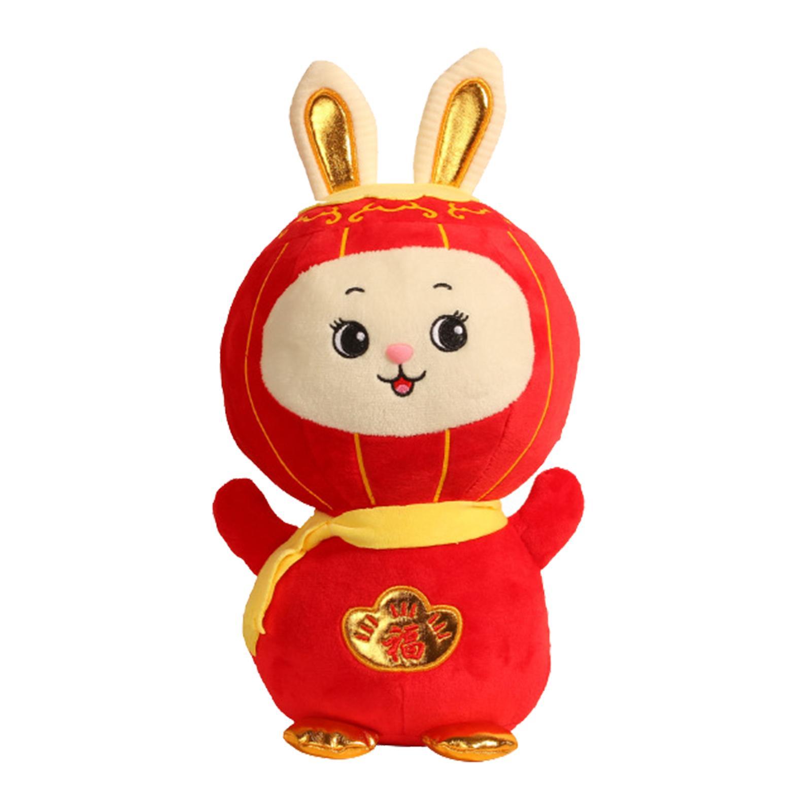 Chinese Lantern Rabbit Plush Doll Animal Doll for Spring Festival Decor