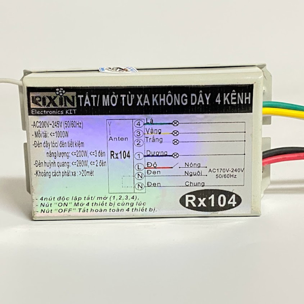 Công tắc điều khiển từ xa RF 4 kênh RX104 (kèm remote)