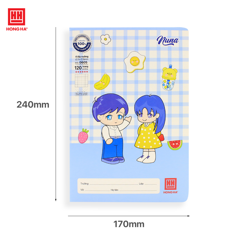 Vở 4 ô ly 120 trang Hồng Hà School Nuna định lượng 100gsm - 0605