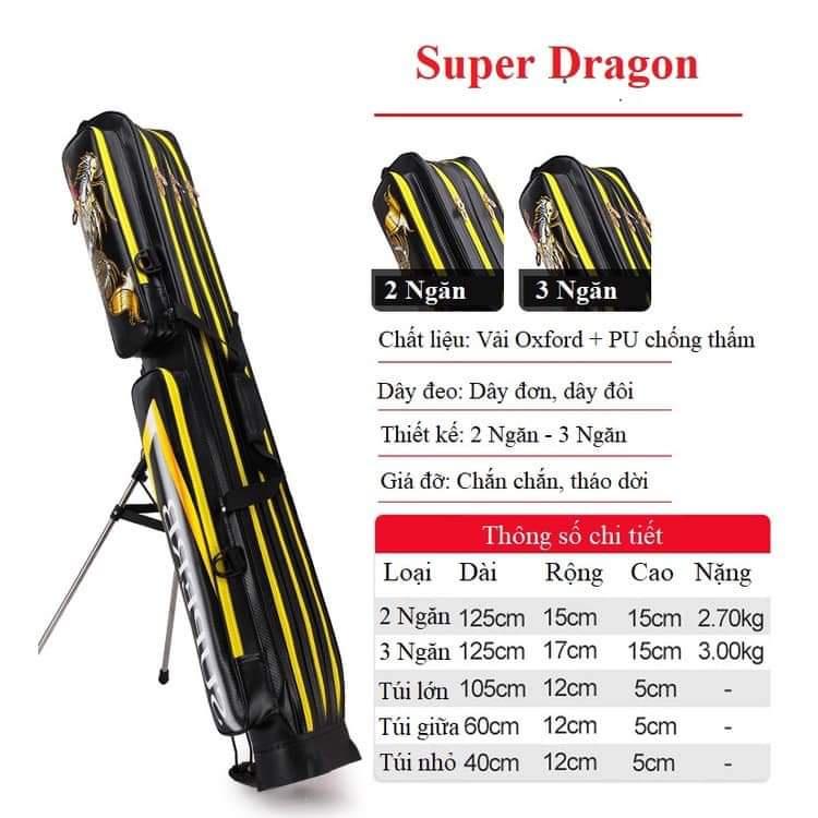 Bao đựng cần câu cá Super Dragon chống thấm nước túi đựng cần câu đài 2 3 ngăn siêu bền chất lượng giá rẻ