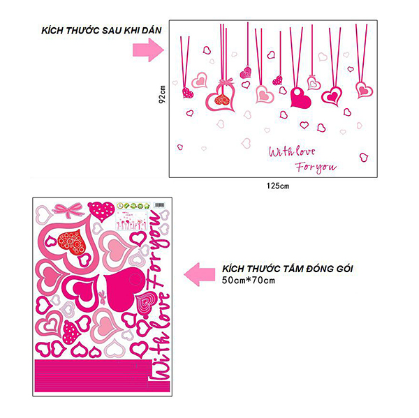 Decal Dán Tường Dây Leo Hồng 2 Bộ DB063
