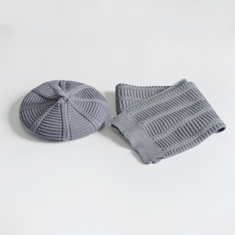 2-8years Bé Gái Đan Mũ Khăn 2 máy tính Bộ Trẻ Em Mũ Nồi Boina Bufanda Vàng Cam Đỏ Xanh Xám