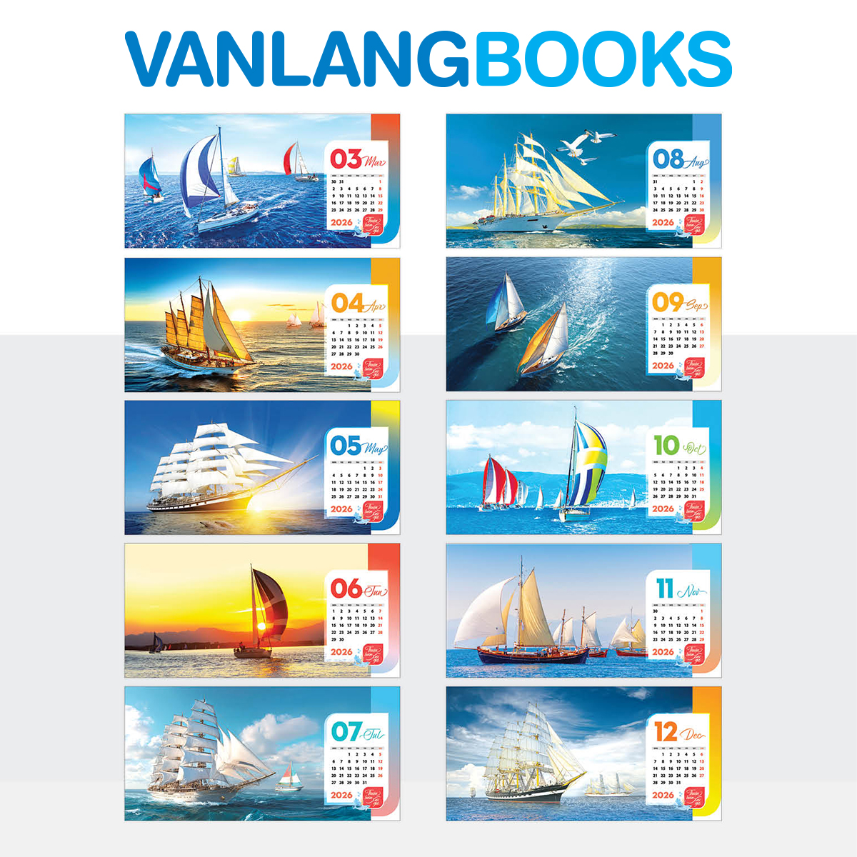 Lịch Bàn 2026 Vanlangbooks - Thuận Buồm Xuôi Gió (VLLB18) Kèm Note 52 Tuần Tiện Lợi