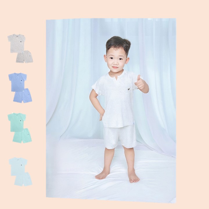 Bộ cộc tay cổ V  BARU mềm, nhẹ, thoáng cho bé  quần áo trẻ em ( 9M -4Y )