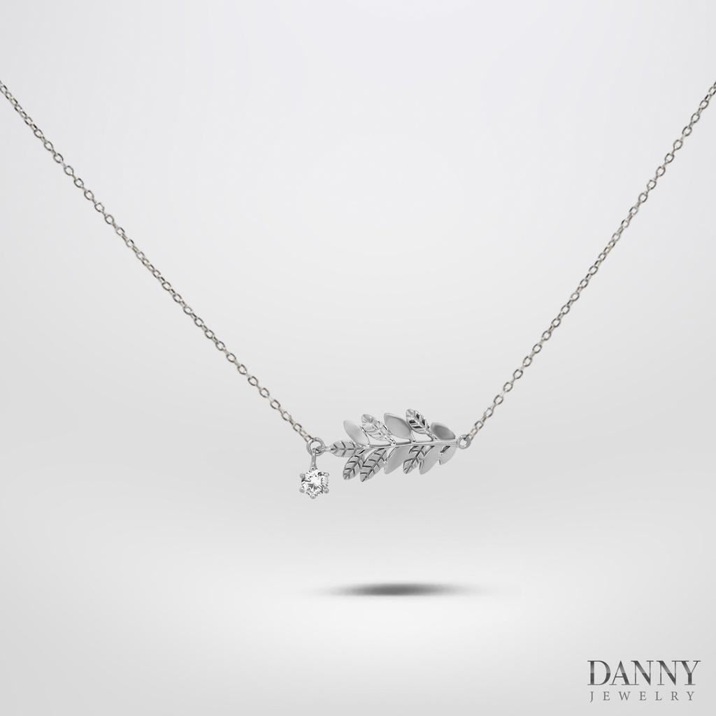 Dây Chuyền Có Mặt Danny Jewelry Bạc 925 Xi Vàng Hồng/Rhodium Nguyệt Quế Đính Đá CZ DM039