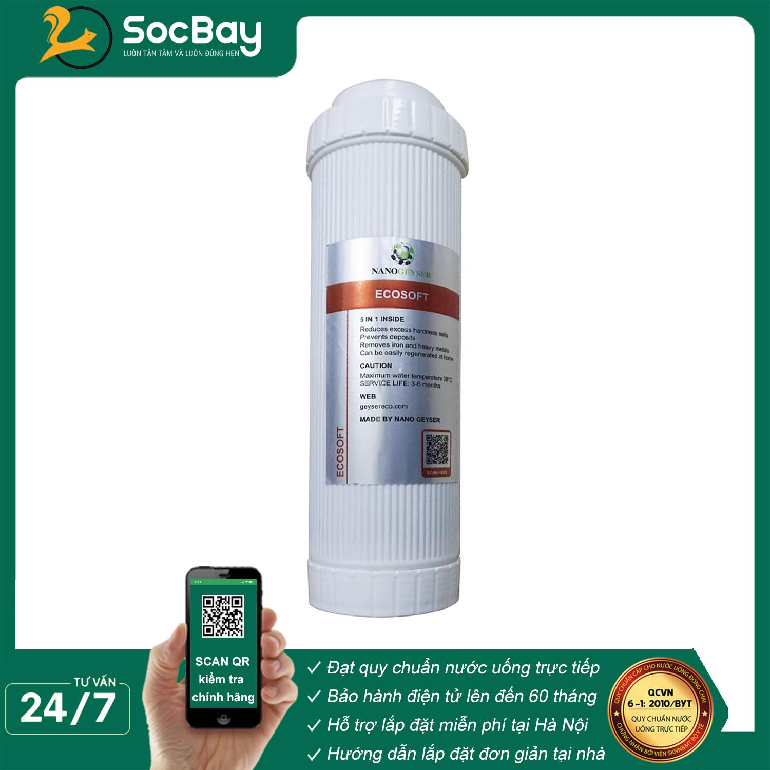 Lõi Ecosoft Geyser, Lõi lọc nước số 1 dùng cho máy lọc nước Nano Geyser, Eco Max, Ecotar 5, Ecotar 8 - Hàng Chính Hãng