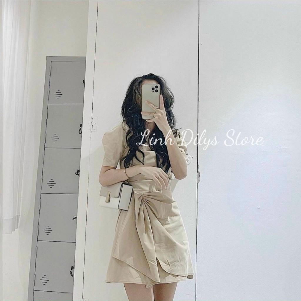 Đầm Cỗ U Xếp Ngực Nhíu Bèo 2 Màu Váy Cổ U Linh Dilys Store