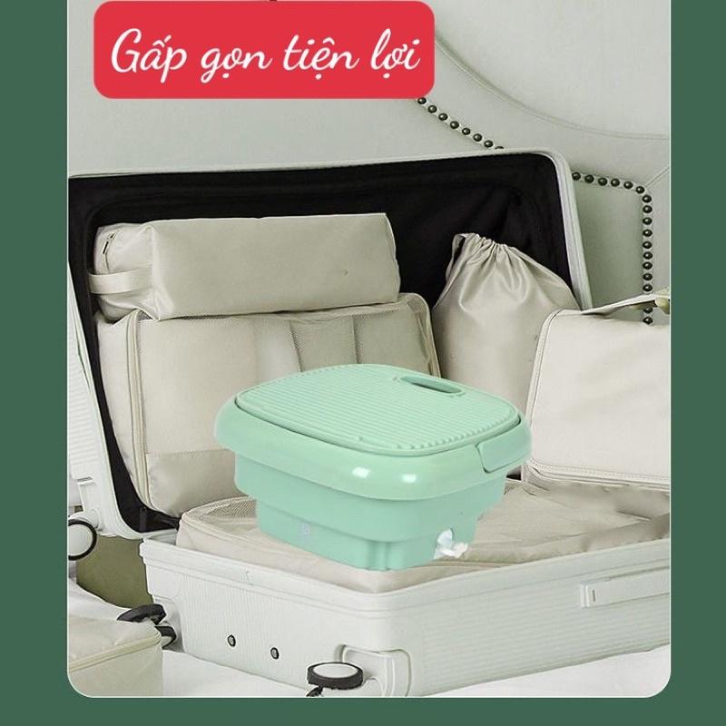 Máy Giặt Mini Gấp Gọn Di Động, Tia UV Diệt Khuẩn Có Van Xả Nước