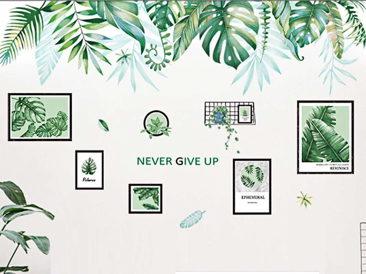 DECAL KHUNG ẢNH LÁ XANH