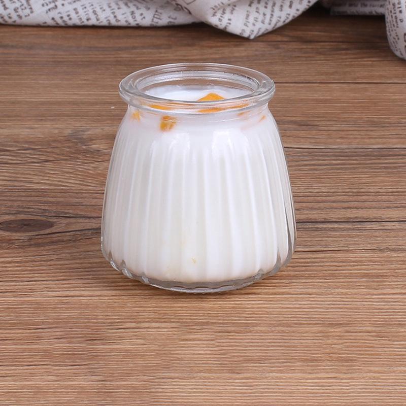 Hũ thuỷ tinh làm Yaourt - bánh Flan sọc 100ml nắp nhựa