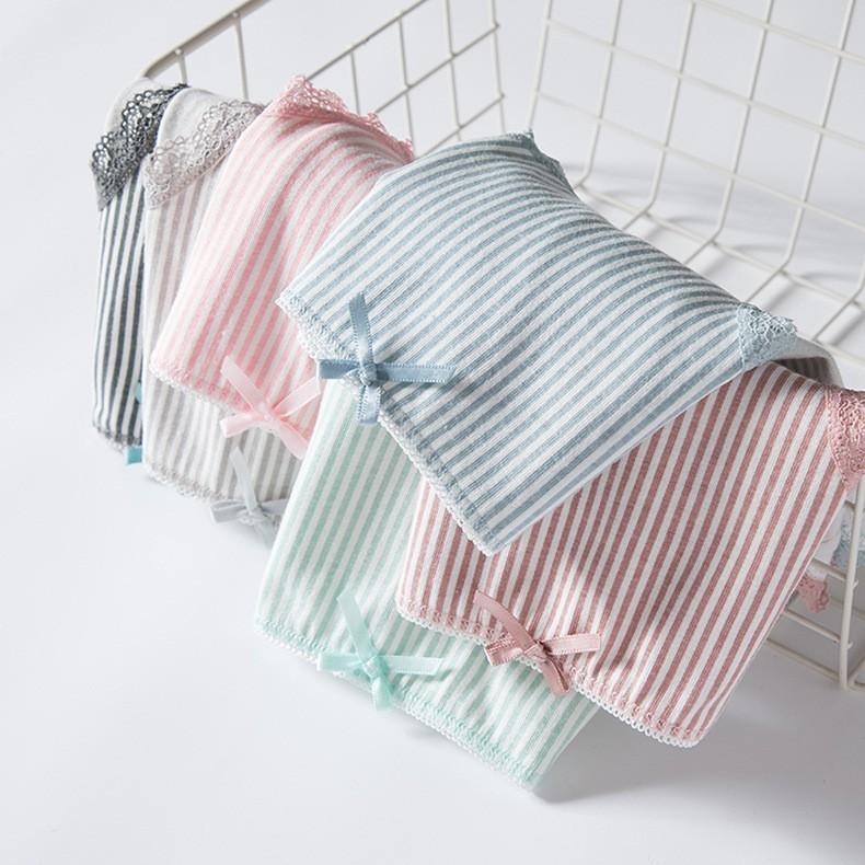 Quần Lót Cotton Sọc Nơ Cao Cấp