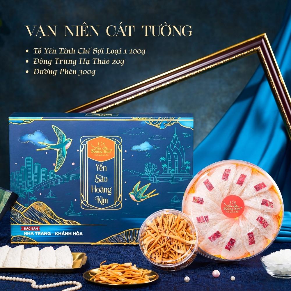 Set Quà Tặng Sức Khỏe Vạn Niên Cát Tường Hoàng Kim (100g Yến Tinh Chế 1 và ĐTHT) Quà Mừng Thọ, Bồi Bổ Sức Khỏe Người Già