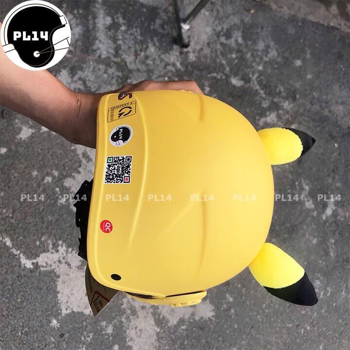 Nón Bảo Hiểm Trẻ Em Pikachu Có Kính V&S Helmet Cho bé Từ 3-6 Tuổi Màu Vàng