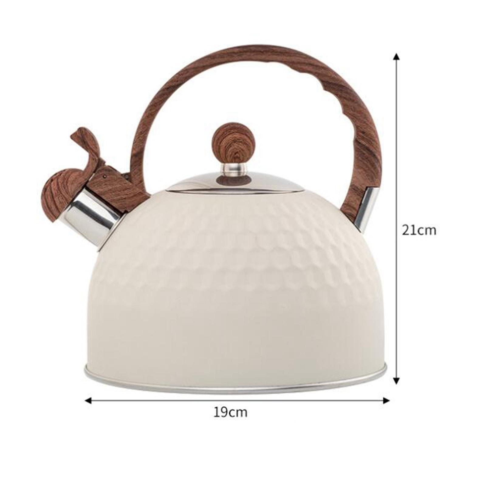2.5L White Whistling Tea Kettle Water Kettle Stainless Steel Rust-Resistant