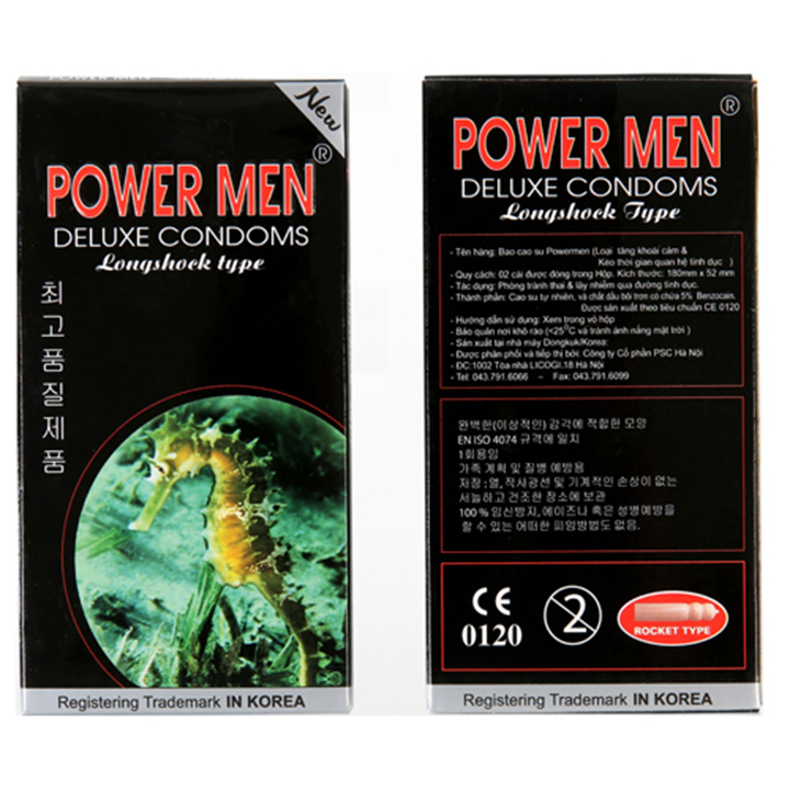 Bao Cao Su Cá Ngựa Đen Power Men Shock Type (H12) - Kéo Dài Quan Hệ - Có Gai Kích Thích - Che Tên Sản Phẩm