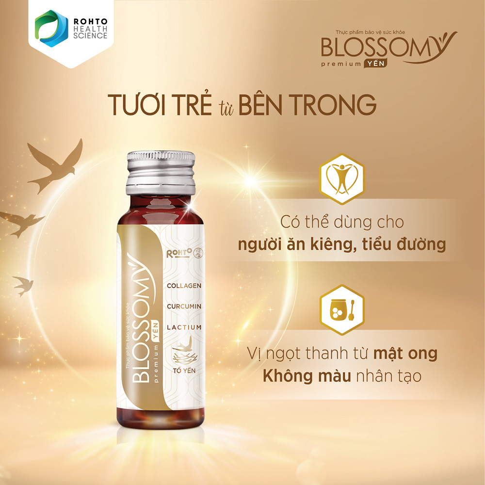 Thực phẩm collagen uống tổ yến Blossomy Premium hộp 10 chai x 50ml