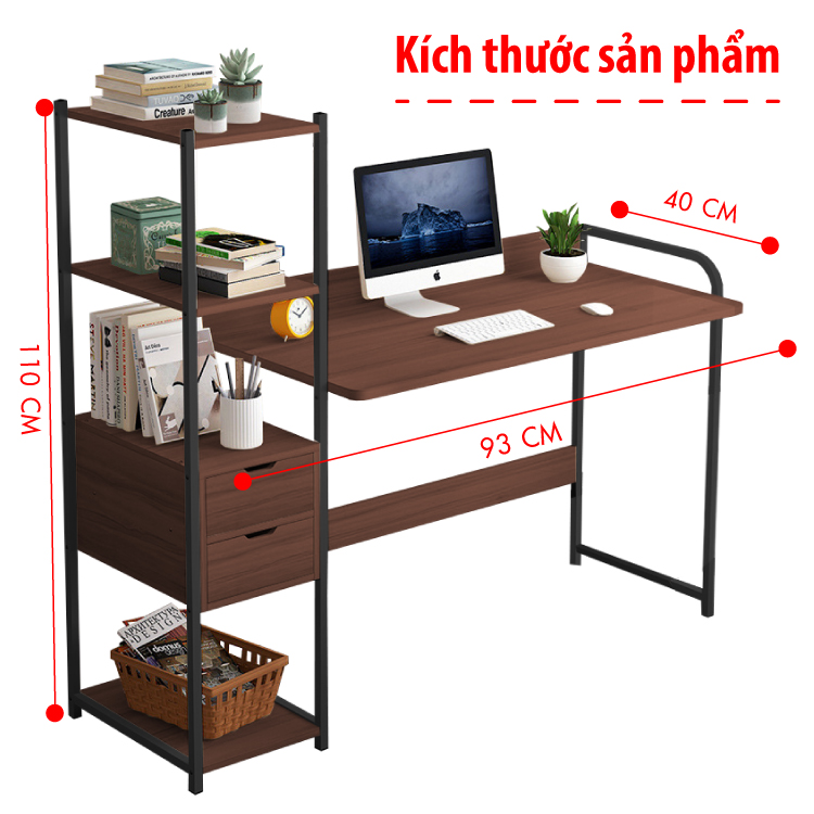 BG - Bàn học tập,làm việc đa năng siêu tiện ích mẫu mới 2021 model B2004 Thái Lan - nâu vân gỗ (Hàng nhập khẩu)