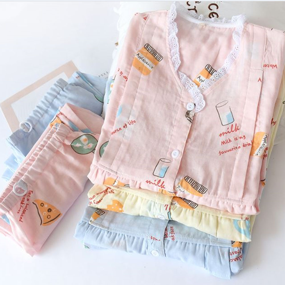 Đồ Bộ Pyjama Bầu Và Sau Sinh Dài Tay AZ2210  Chất Liệu Xô Nhật Mặc Mùa Hè Thu Có Thiết Kế Cho Con Bú Tiện Lợi