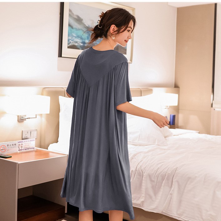 Váy đầm thun nữ ngắn tay vải Modal mềm mại thoáng mát dáng suông mã VAV0379