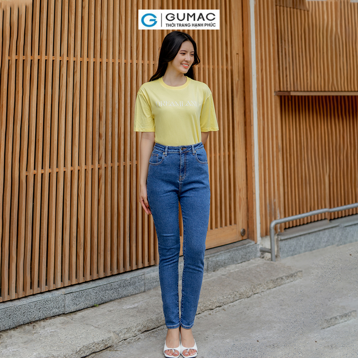 Áo thun nữ cổ tròn tay ngắn in chữ nổi trẻ trung năng động thời trang GUMAC ATD06070