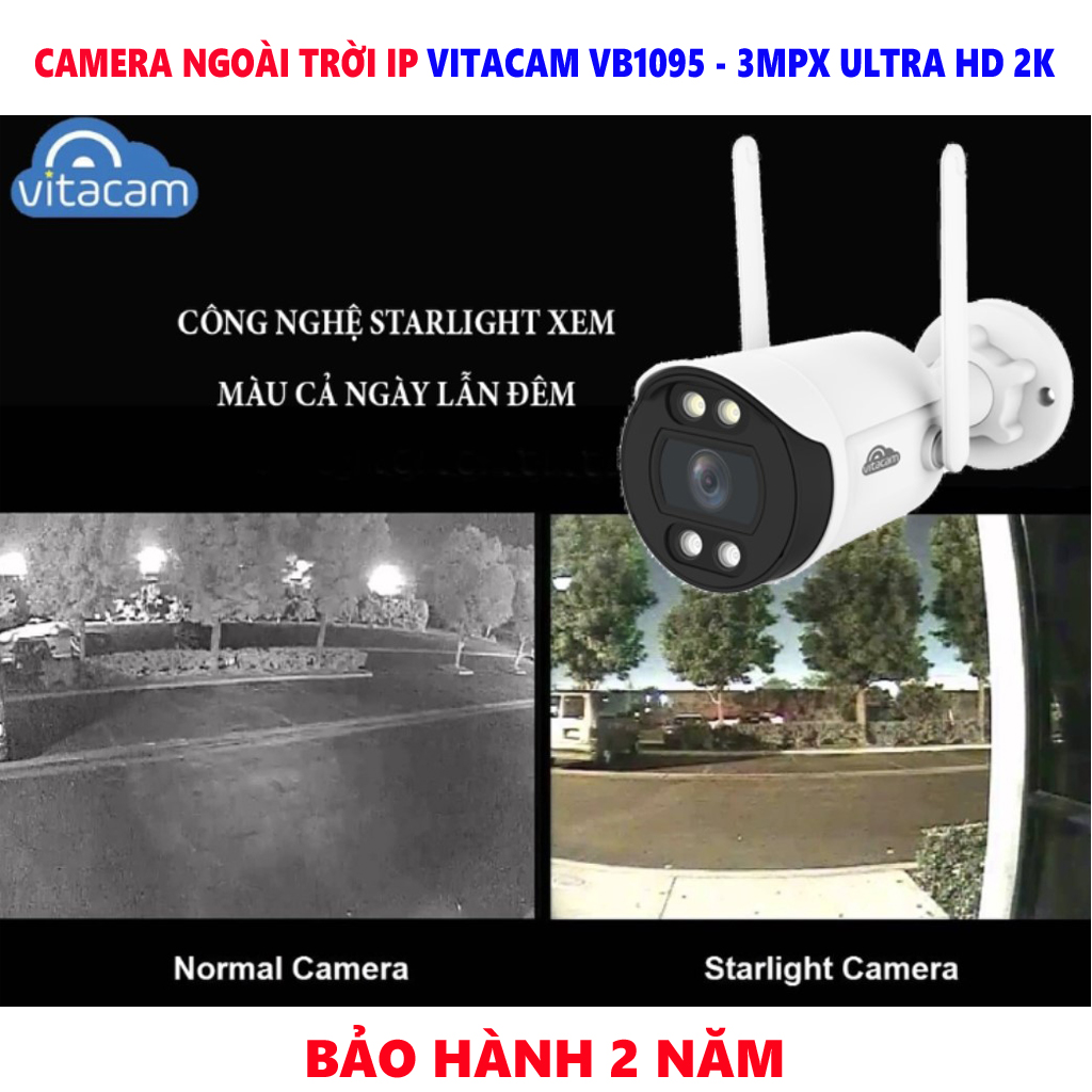 Camera Ngoài Trời WIFI VITACAM VB1095 - 3Mpx Ultra HD 2K – Chip HISILICON Mới Nhất 2022 - Hàng Chính Hãng