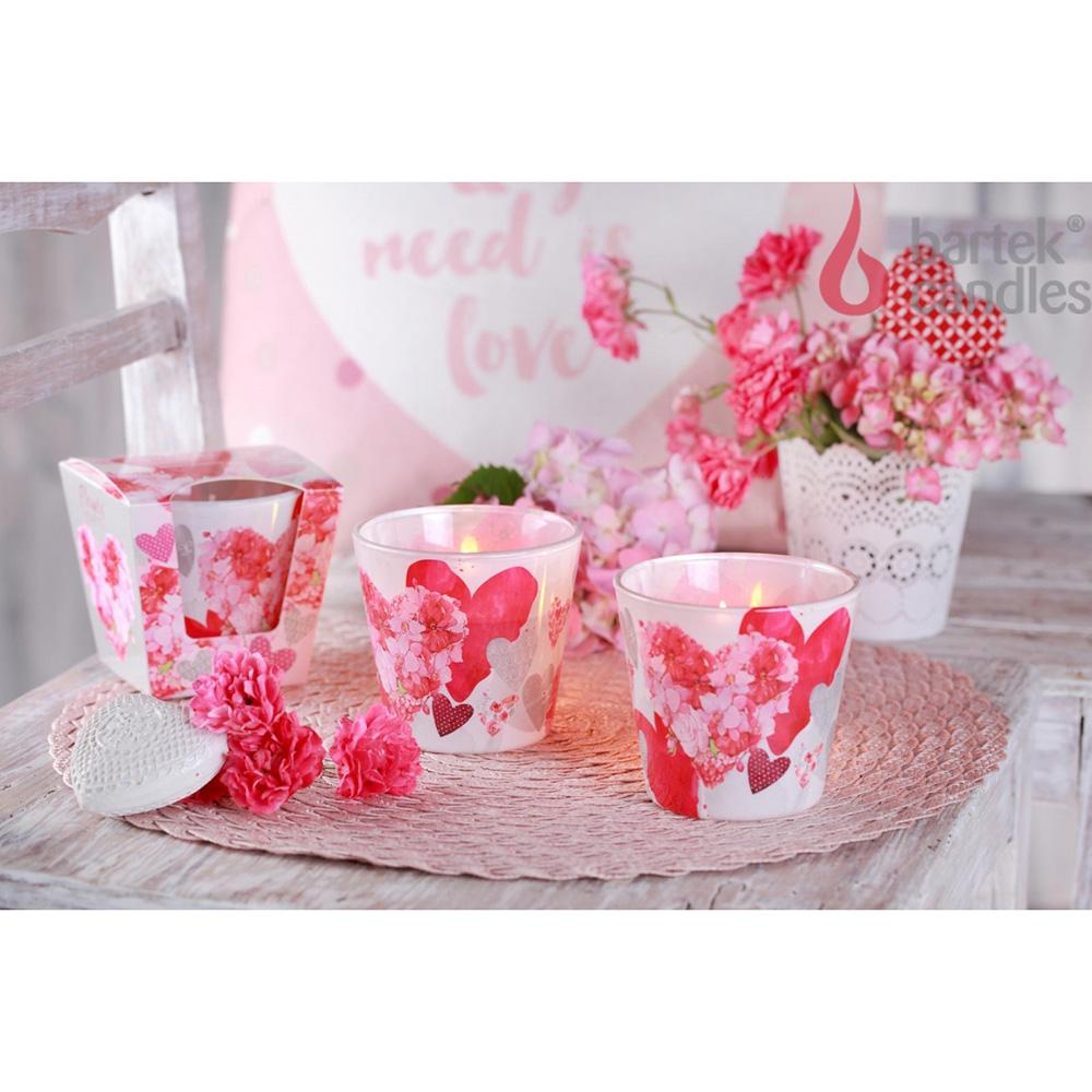 Ly nến thơm tinh dầu Bartek Flowers' Hearts 115g QT00669 - hoa păng xê, nến trang trí, thơm phòng, thư giãn, hỗ trợ khử mùi (giao mẫu ngẫu nhiên)