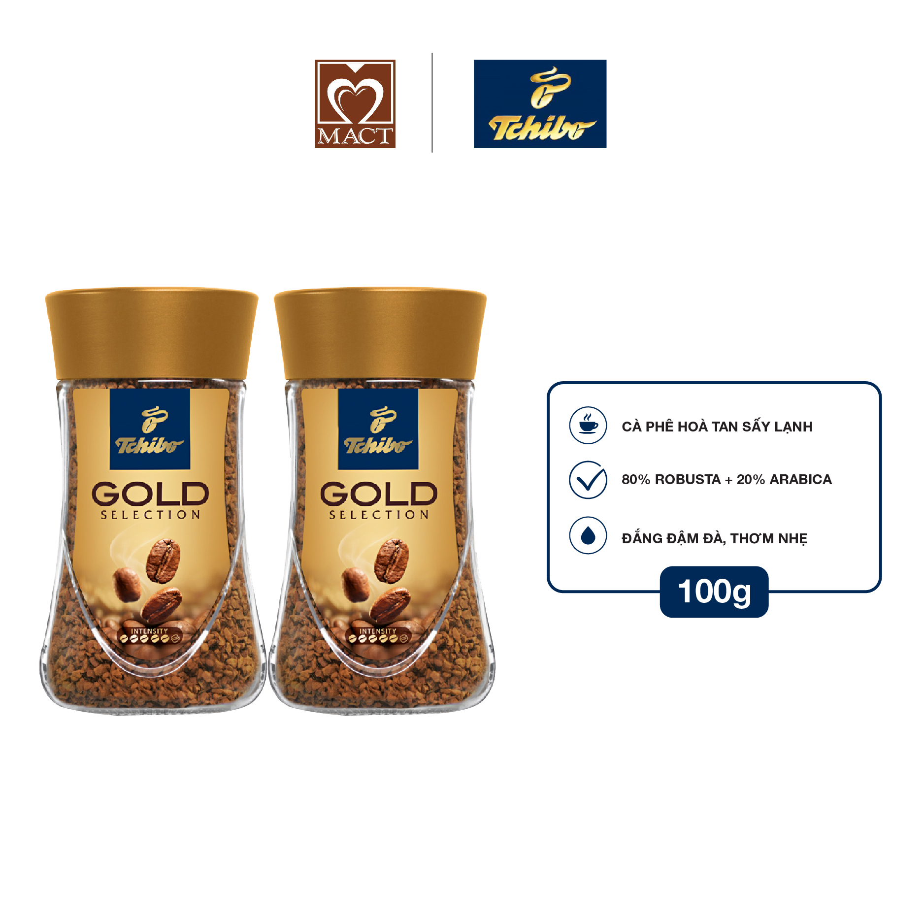 Combo 2 lọ Cà phê hòa tan Tchibo Gold - 100g