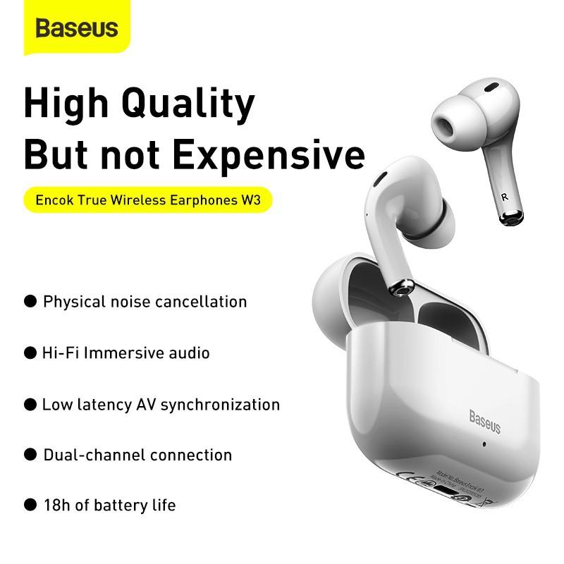 Tai nghe Bluetooth Baseus W3 Stereo Wireless 5.0 TWS NGW3-02- hàng chính hãng.