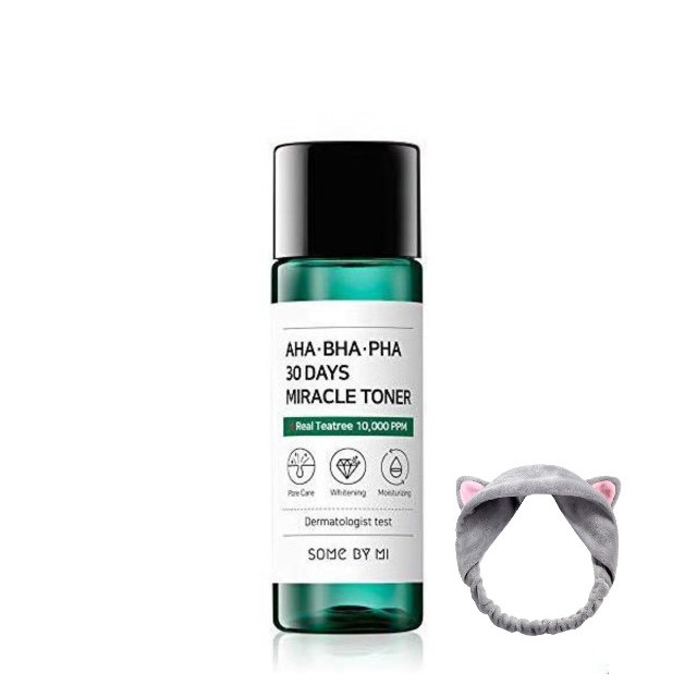 Toner Some By Mi AHA-BHA-PHA 30 Days Miracle Toner MINI SIZE 30ml+ Tặng Kèm 1 Băng Đô Tai Mèo