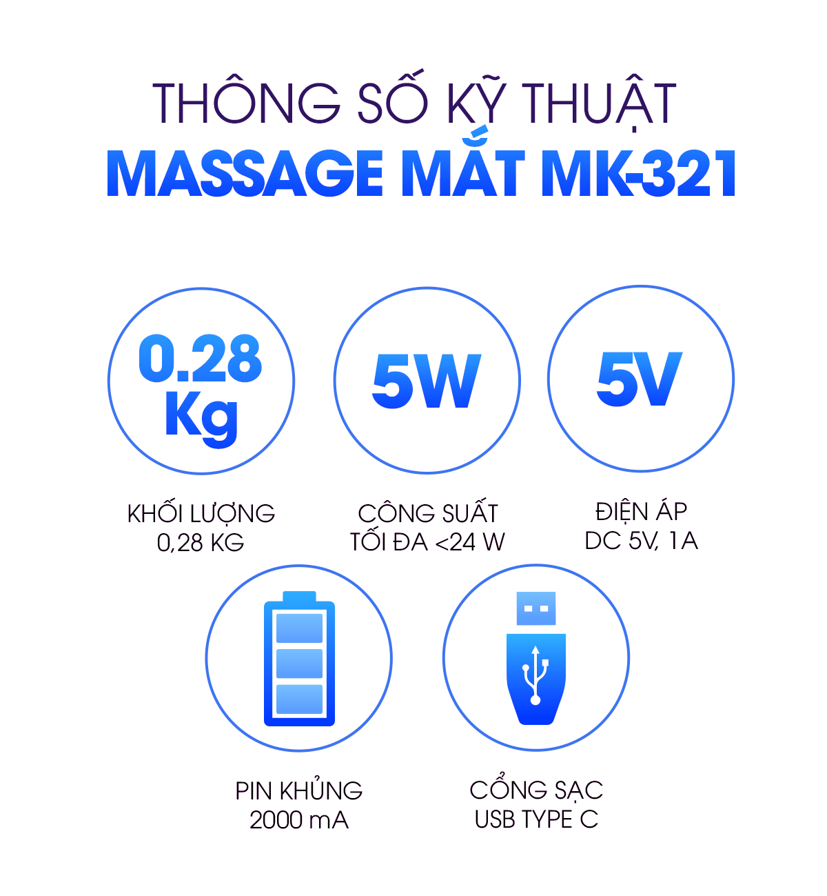 Máy Massage Mắt Nhiệt Hồng Ngoại Buheung MK-321 Giúp thư giãn mắt, gấp gọn 180 độ, BH chính hãng 12 tháng