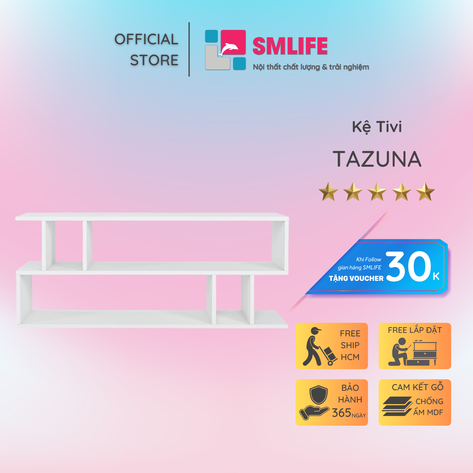 Kệ TV phòng ngủ phong cách tối giản SMLIFE Tazuna