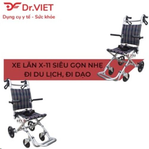 [CHÍNH HÃNG] - Xe lăn xách tay cao cấp Lucass X11 - Xe lăn nhôm du lịch, dễ dàng gập gọn và mang theo,trang bị thêm dây đai an toàn,phù hợp sử dụng cho trẻ em hay người lớn có tải trọng dưới 75kg