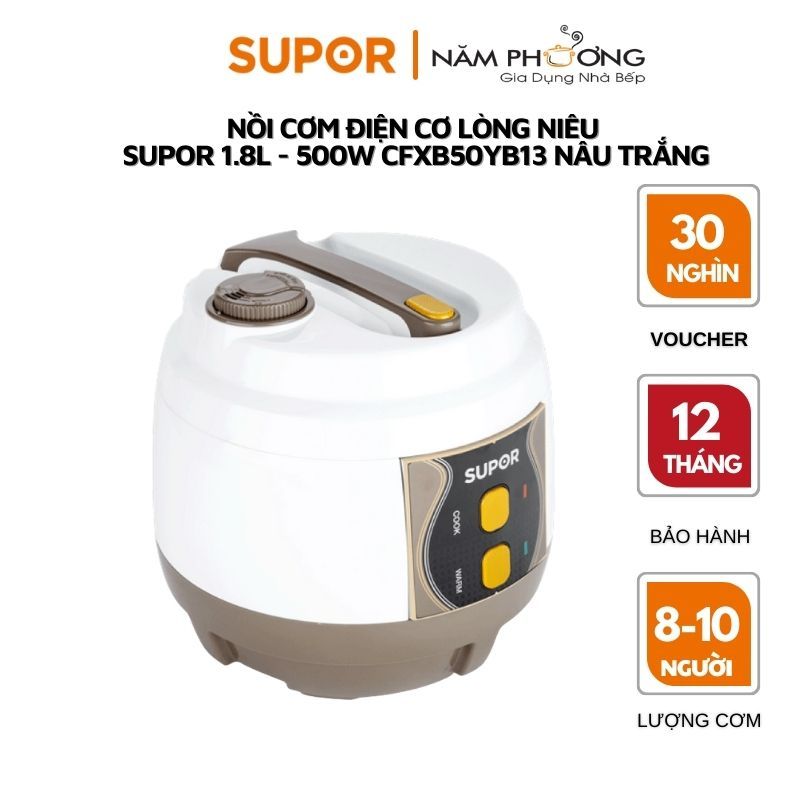 Nồi cơm điện lòng nồi CƠ Niêu Supor CFXB50YB13- NÂU TRẮNG