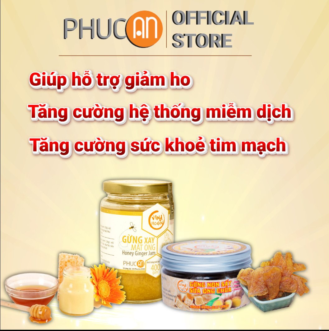 Combo 2 Hũ Gừng xay mật ong Phúc An - Hũ 400gr + 1 Hộp Gạo lứt sẩy Rong biển hảo hạng