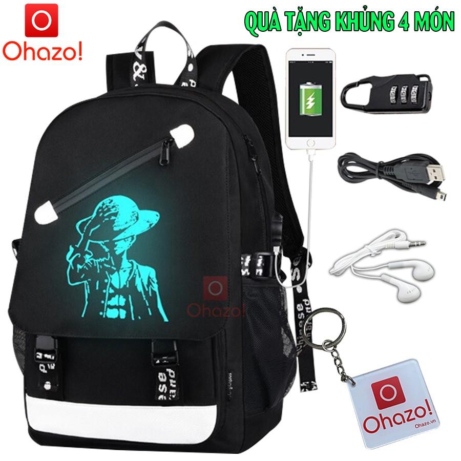 Balo nam nữ đi học đi chơi phát sáng phong cách Luffy cá tính -TẶNG cápUSB+Khóasố+TaiNghe+Móckhóa- Cặp đi học HOT 2021
