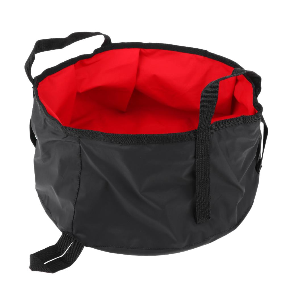 8L Camping Hiking Folding Wash Basin Bucket Travel Water Storage Bag red