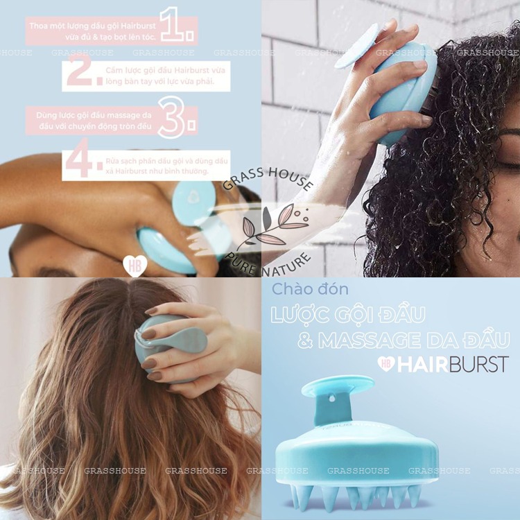 Lược gội đầu và massage da đầu kích thích mọc tóc Hairburst