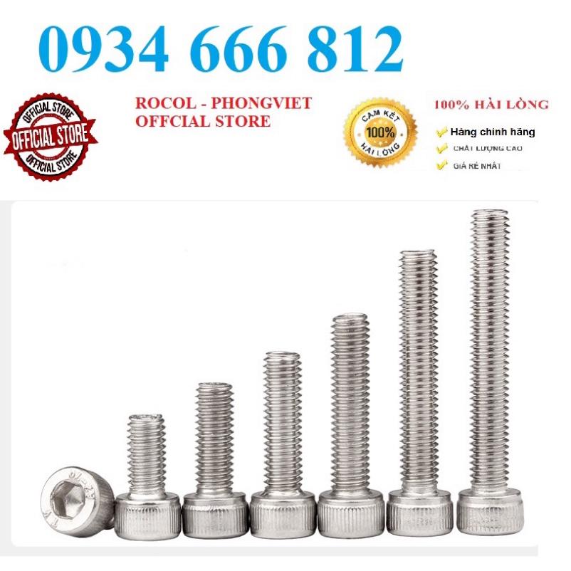 Combo 50c bulong lục giác chìm ĐẦU TRỤ INOX 304 M4, M4X12, M4X16, M4X20,M4X25
