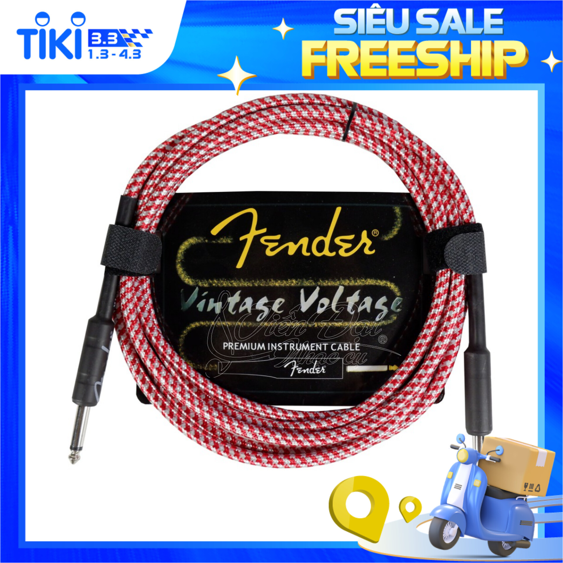 Dây Line Guitar Ra Loa Fender Loại 3m, 6m, 10m, Bọc Vải Chống Rối Và Không Bị Gãy Dập