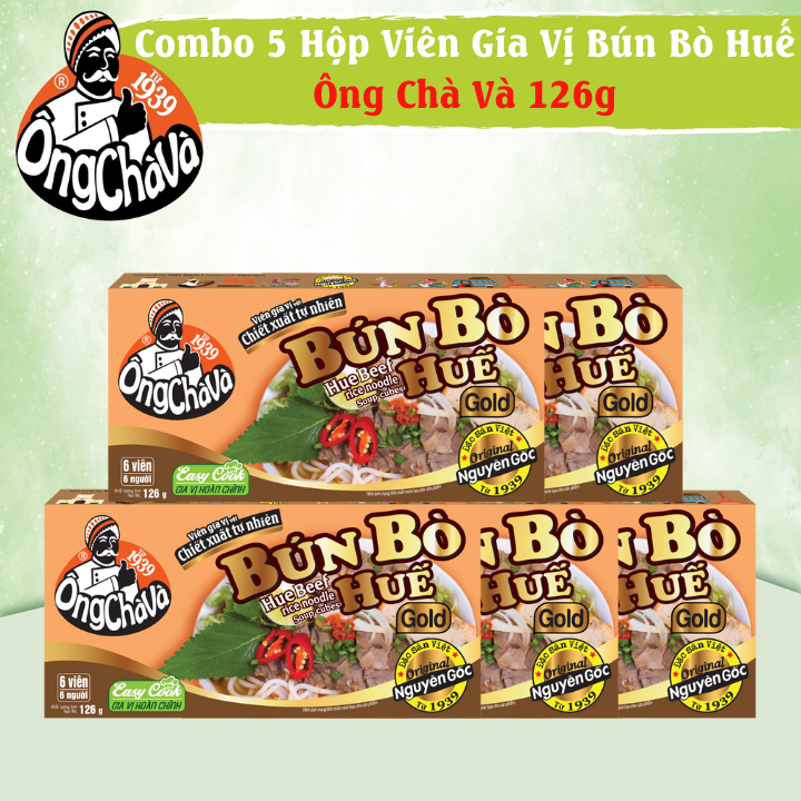 Combo 5 Hộp Viên Gia Vị Bún Bò Huế Ông Chà Và 126g