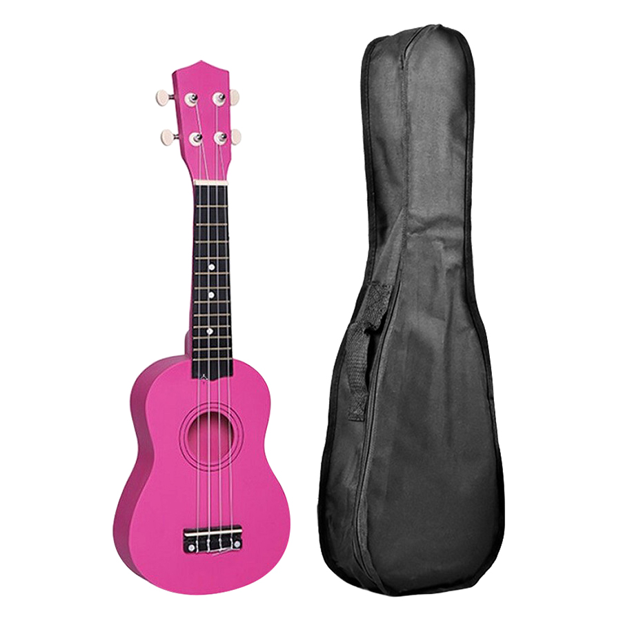 Combo Đàn Ukulele Soprano Màu Trơn KBD 33A15-Hd (Hồng Đậm) + Bao Đàn